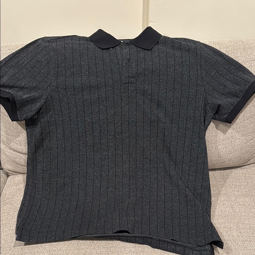 Dark Gray Polo Shirt with Stripes